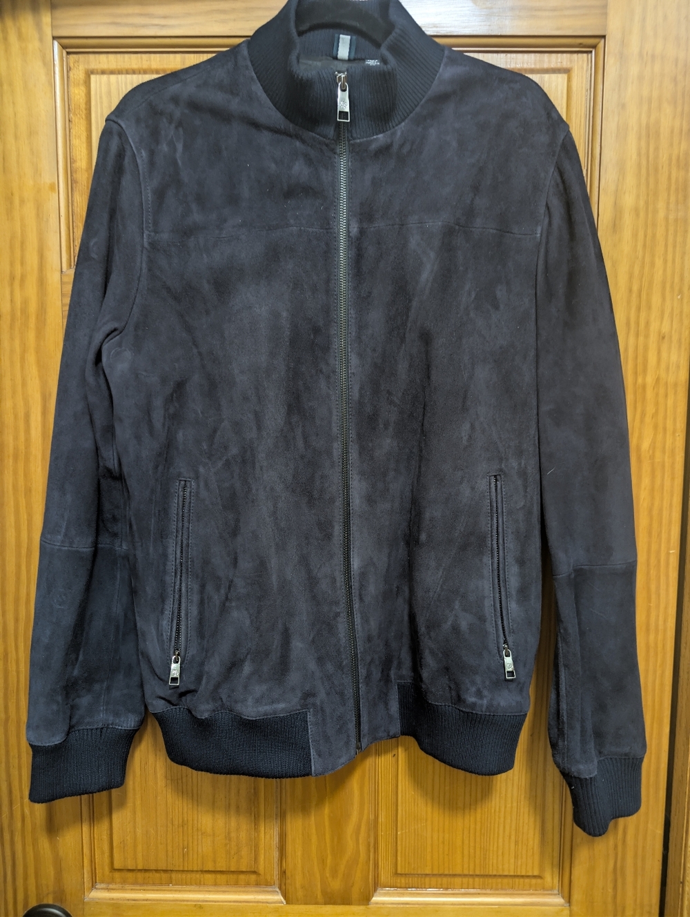 Ted baker Men's Suede Light Weight Bomber Jacket - Navy - Large